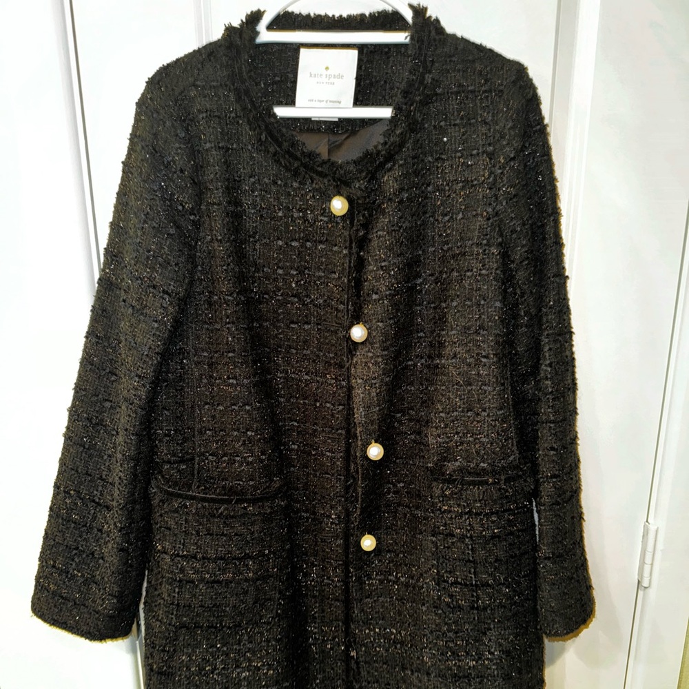 Kate Spade black tweed over coat.